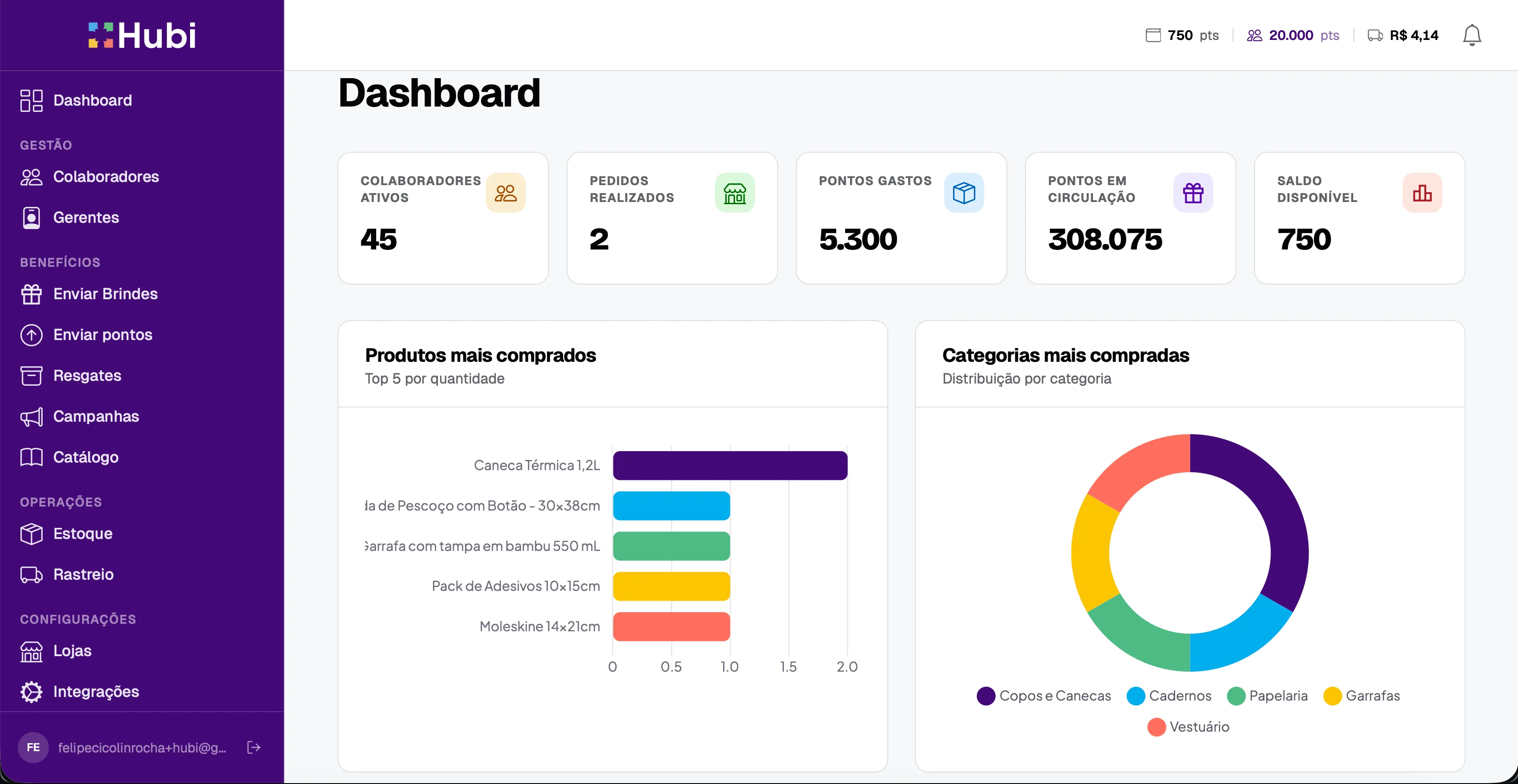 Dashboard Hubi - gestão centralizada